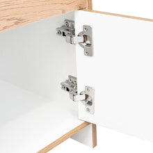 Mesa de Noche Tutto, Macadamia y Blanco, con Cajón Para Guardar Objetos Ideal Para Espacios Reducidos