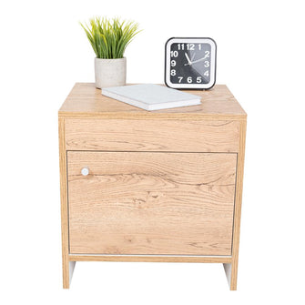 Mesa de Noche Tutto, Macadamia y Blanco, con Cajón Para Guardar Objetos Ideal Para Espacios Reducidos X2