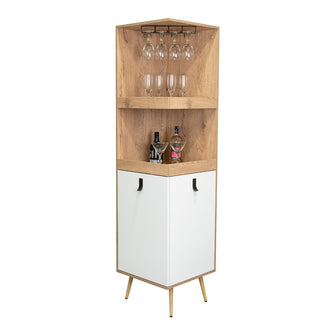 Bar Esquinero Huna, Macadamia y Blanco, con espacio superior para copas de vino