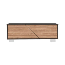 Mesa de Centro Orus, Nogal y Miel, con Una Puerta y Patas de Acero