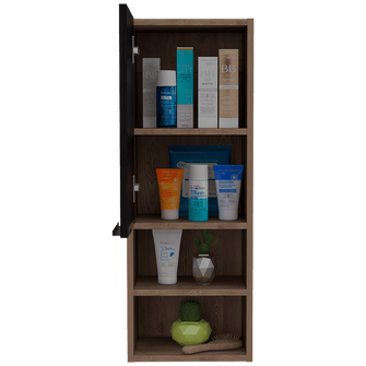 Gabinete de Baño Real, Miel y Plata oscuro, con Tres Entrepaños