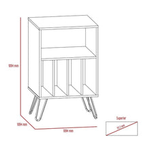 Mueble Auxiliar Lara, Miel y Plata Oscuro, con Patas En Acero y Espacio Para Objetos Decorativos