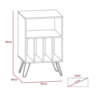Mueble Auxiliar Lara, Miel y Plata Oscuro, con Patas En Acero y Espacio Para Objetos Decorativos
