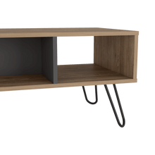 Mesa de Centro Vany, Miel y Plata Oscuro, con Amplio Espacio Para Elementos Decorativos y Patas de Acero ZF