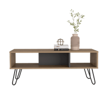 Mesa de Centro Vany, Miel y Plata Oscuro, con Amplio Espacio Para Elementos Decorativos y Patas de Acero ZF