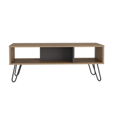 Mesa de Centro Vany, Miel y Plata Oscuro, con Amplio Espacio Para Elementos Decorativos y Patas de Acero ZF