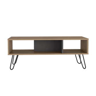 Mesa de Centro Vany, Miel y Plata Oscuro, con Amplio Espacio Para Elementos Decorativos y Patas de Acero ZF