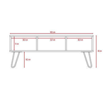 Mesa de Centro Vany, Miel y Plata Oscuro, con Amplio Espacio Para Elementos Decorativos y Patas de Acero ZF