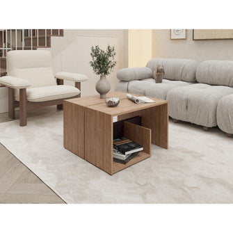 Mesa de Noche Evert, Miel y Wengue, con diseño moderno y espacio para ubicar objetos ZF