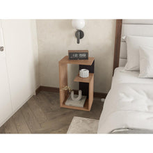 Mesa de Noche Evert, Miel y Wengue, con diseño moderno y espacio para ubicar objetos ZF