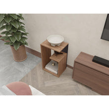 Mesa Auxiliar Evert, Miel y Wengue, con diseño moderno y espacio para ubicar objetos ZF