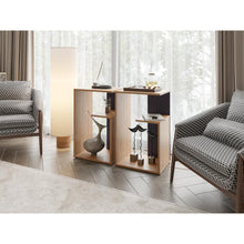 Mesa de Noche Evert, Miel y Wengue, con diseño moderno y espacio para ubicar objetos ZF