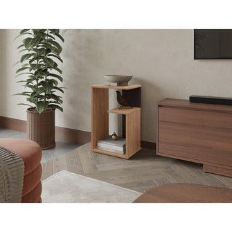 Mesa Auxiliar Evert, Miel y Wengue, con diseño moderno y espacio para ubicar objetos ZF
