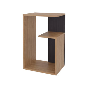 Mesa de Noche Evert, Miel y Wengue, con diseño moderno y espacio para ubicar objetos ZF