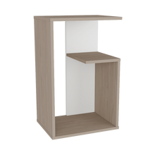 Mesa de Noche Evert, Nacar y Blanco, con diseño moderno y espacio para ubicar objetos X2