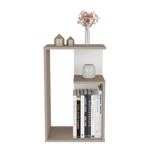 Mesa Auxiliar Evert, Nacar y Blanco, con diseño moderno y espacio para ubicar objetos