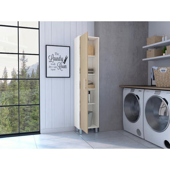 Mueble de Aseo Jalisco, Blanco, con Cuatro Entrepaños y Amplio Espacio de Almacenamiento