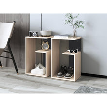 Mesa Auxiliar Evert, Nacar y Wengue, con diseño moderno y espacio para ubicar objetos