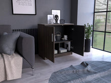 Mesa Auxiliar Malibu, Nogal Europeo y Wengue, con dos puertas y cerradura ZF