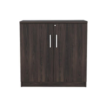 Mesa Auxiliar Malibu, Nogal Europeo y Wengue, con dos puertas y cerradura ZF