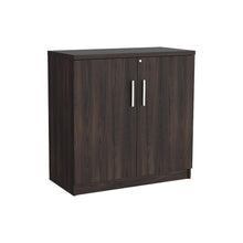 Mesa Auxiliar Malibu, Nogal Europeo y Wengue, con dos puertas y cerradura ZF