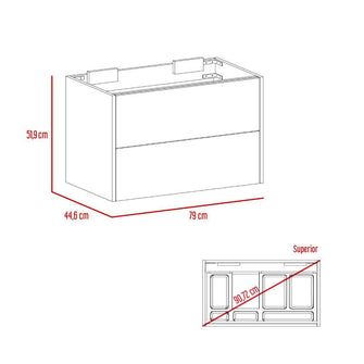 Mueble para Lavamanos Nobú, Olmo, con Dos Cajones Para Ubicar Objetos de Aseo