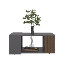 Mesa de Centro Bowie, Plomo y ocaso, con espacio para objetos decorativos