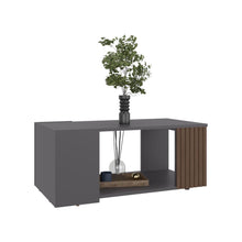 Mesa de Centro Bowie, Plomo y ocaso, con espacio para objetos decorativos