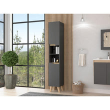 Mueble  Auxiliar para Baño Apolis, Plata Oscuro y Café claro, con un diseño minimalista y es de facil instalación