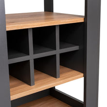 Bar Berky, Plata Oscuro y Fresno Europeo, con puertas de vidrio y manijas metálicas negras