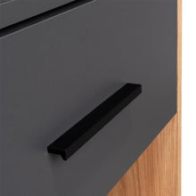 Mesa de Noche Ader, Plata Oscuro y Fresno Europeo, facil armado e instalacion ZF