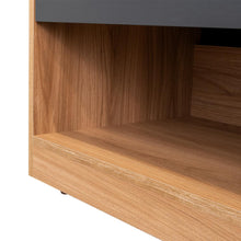 Mesa de Noche Ader, Plata Oscuro y Fresno Europeo, facil armado e instalacion ZF