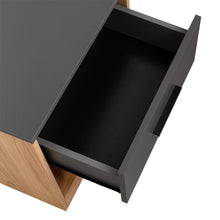 Mesa de Noche Ader, Plata Oscuro y Fresno Europeo, facil armado e instalacion ZF