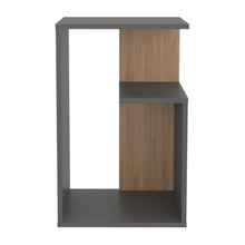 Mesa de Noche Evert, Plata Oscuro y Fresno Europeo, con diseño moderno y espacio para ubicar objetos ZF