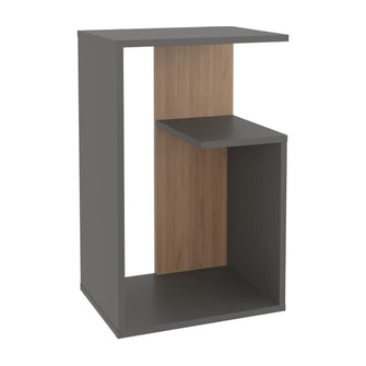 Mesa de Noche Evert, Plata Oscuro y Fresno Europeo, con diseño moderno y espacio para ubicar objetos ZF