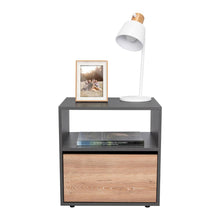 Mesa de Noche Galanto, Plata Oscuro y Miel, con Una Puerta Batiente