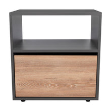 Mesa de Noche Galanto, Plata Oscuro y Miel, con Una Puerta Batiente