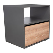 Mesa de Noche Galanto, Plata Oscuro y Miel, con Una Puerta Batiente