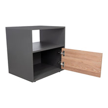 Mesa de Noche Galanto, Plata Oscuro y Miel, con Una Puerta Batiente