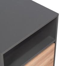 Mesa de Noche Galanto, Plata Oscuro y Miel, con Una Puerta Batiente X2