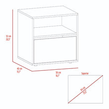Mesa de Noche Galanto, Plata Oscuro y Miel, con Una Puerta Batiente