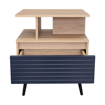 Mesa de Noche Nevis, Beige, con patas en madera