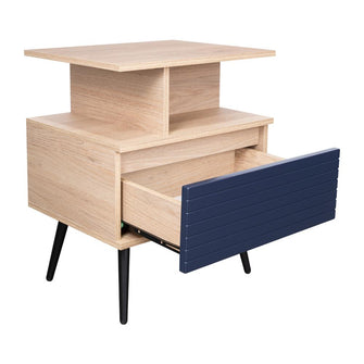 Mesa de Noche Nevis, Beige, con patas en madera