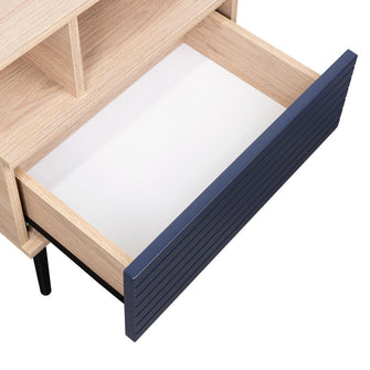 Mesa de Noche Nevis, Beige, con patas en madera