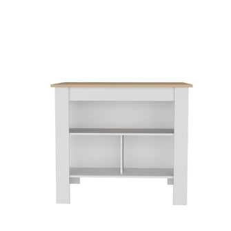 Barra de Cocina Cala, Beige y Blanco, con amplia superficie en la mesa