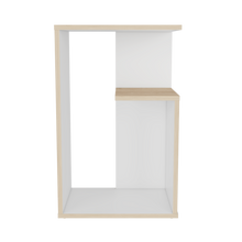 Mesa de Noche Evert, Beige y Blanco, con diseño moderno y espacio para ubicar objetos X2