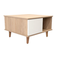 Mesa de Centro Bored, Beige y Blanco, con Una Puerta y Patas de Madera