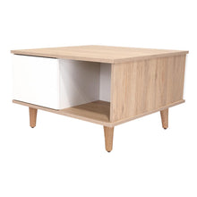 Mesa de Centro Bored, Beige y Blanco, con Una Puerta y Patas de Madera