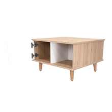 Mesa de Centro Bored, Beige y Blanco, con Una Puerta y Patas de Madera