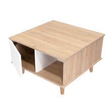 Mesa de Centro Bored, Beige y Blanco, con Una Puerta y Patas de Madera